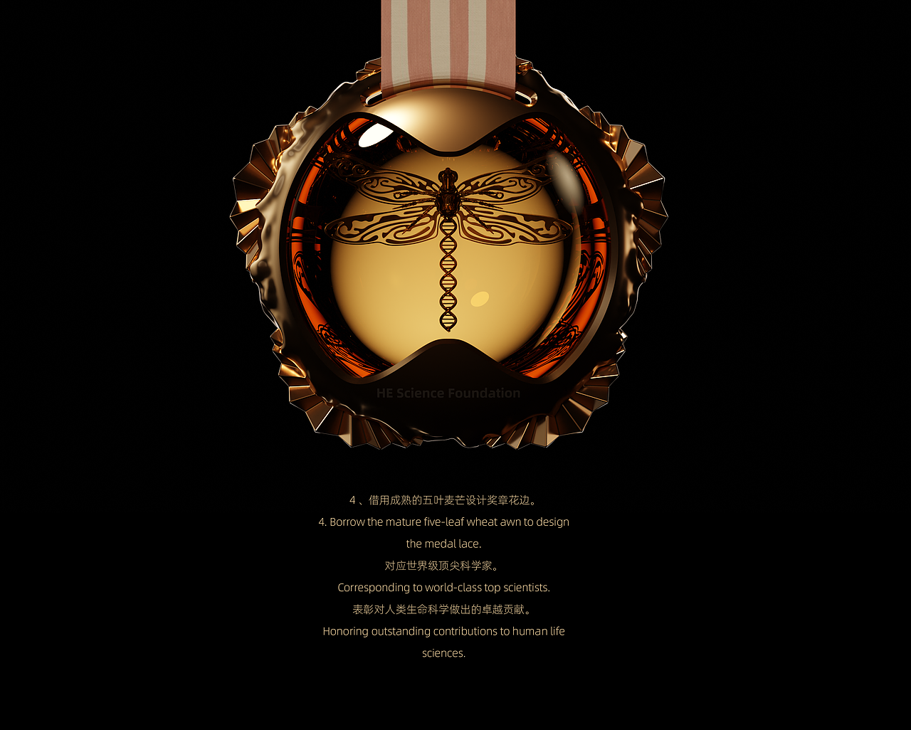 蜕变——何享健科学基金创意奖章设计