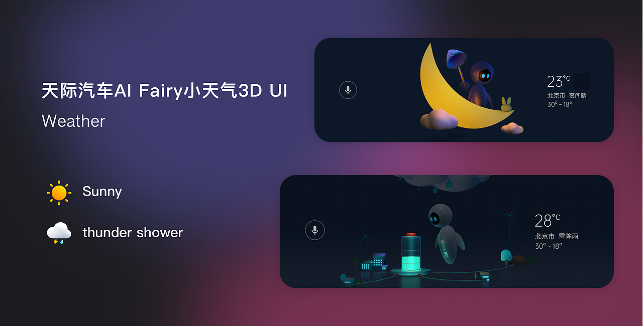 车机主题设计之-AI Fairy天气3DUI设计