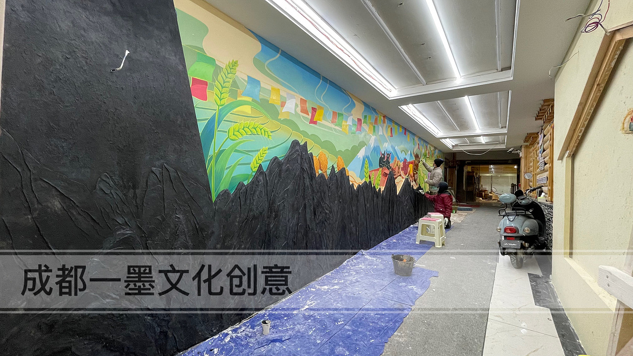 成都墙绘 插画 成都壁画 成都手绘 浮雕壁画 浮雕墙绘
