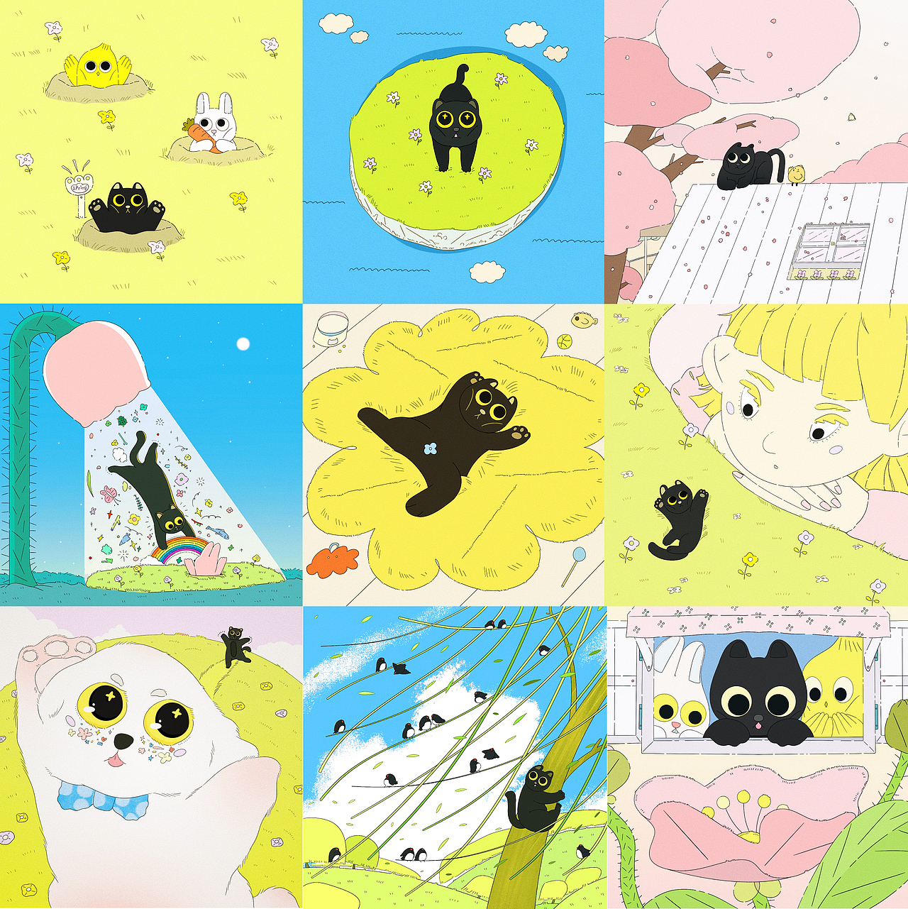 春日无限猫（图ZMzM2MDc0NTA0） - 艺术插画 - 站酷设计师西椰子原创素材 - 站酷ZCOOL