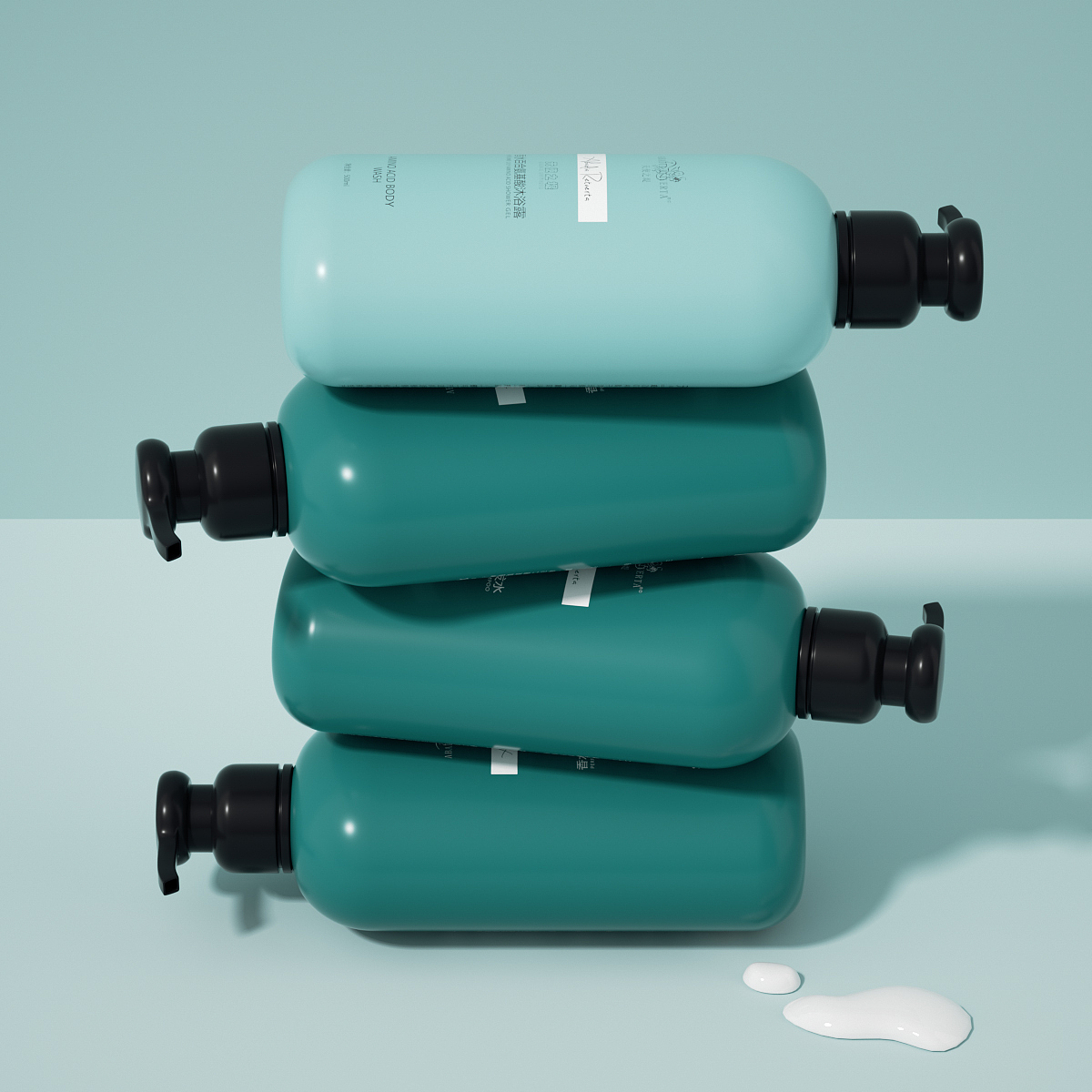 C4D+OC-天使之堤洗发水沐浴露（图ZMzA0MjIzMDg0） - 产品 - 站酷设计师九狸包装设计原创素材 - 站酷ZCOOL