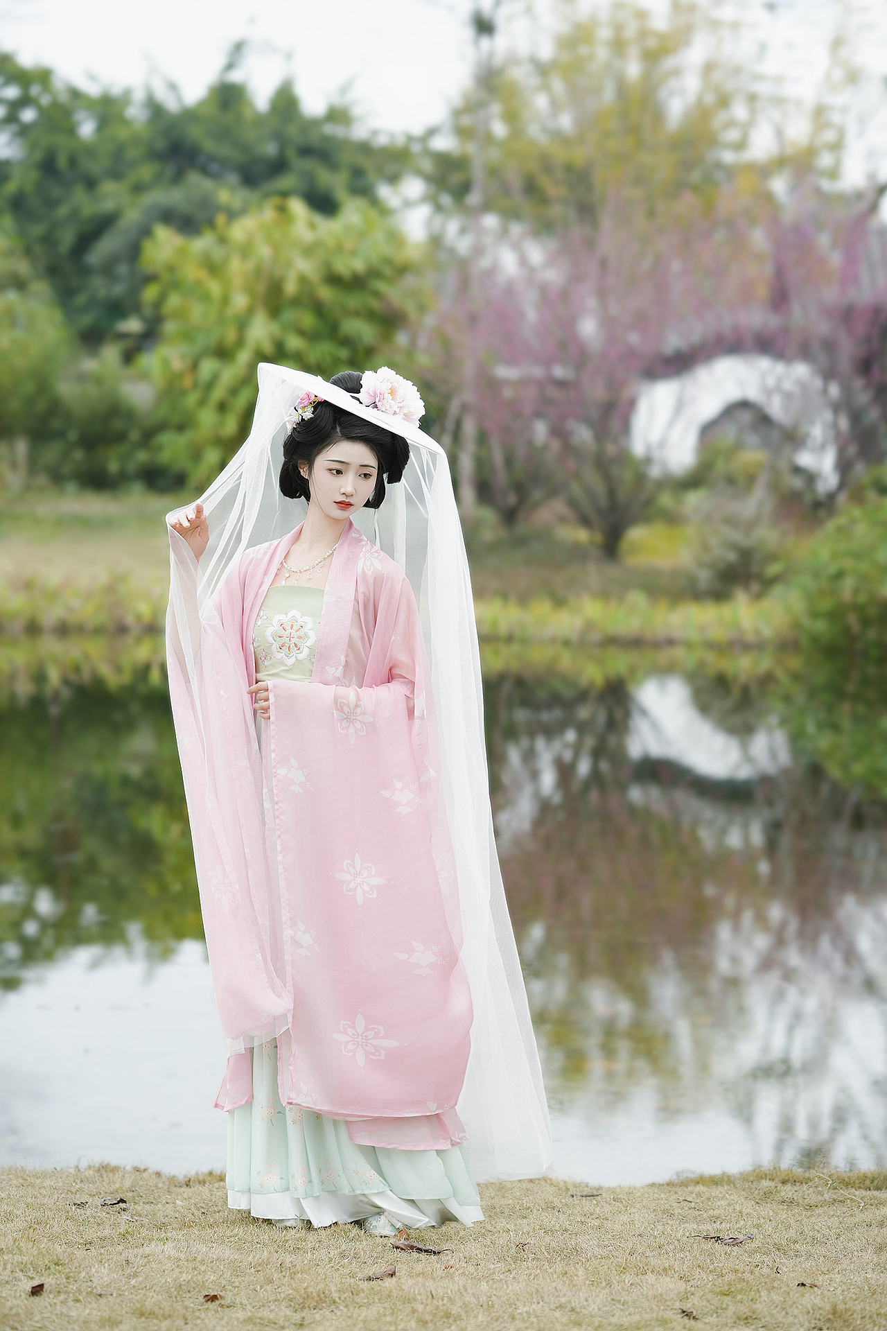 桃红柳绿唐风汉服写真