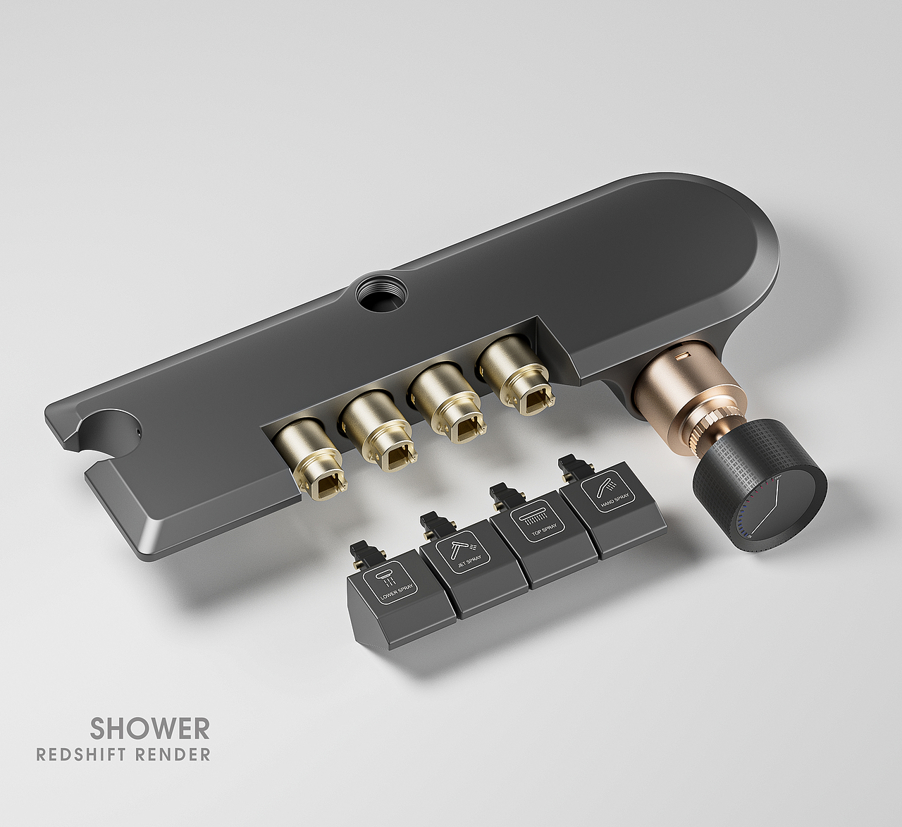 RS-花洒产品/卫浴空间渲染