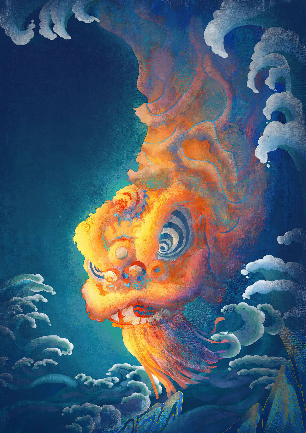 广东醒狮插画设计