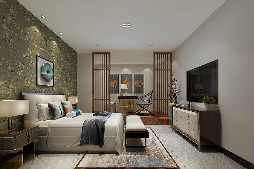 180平新中式风格四居室装修效果图欣赏