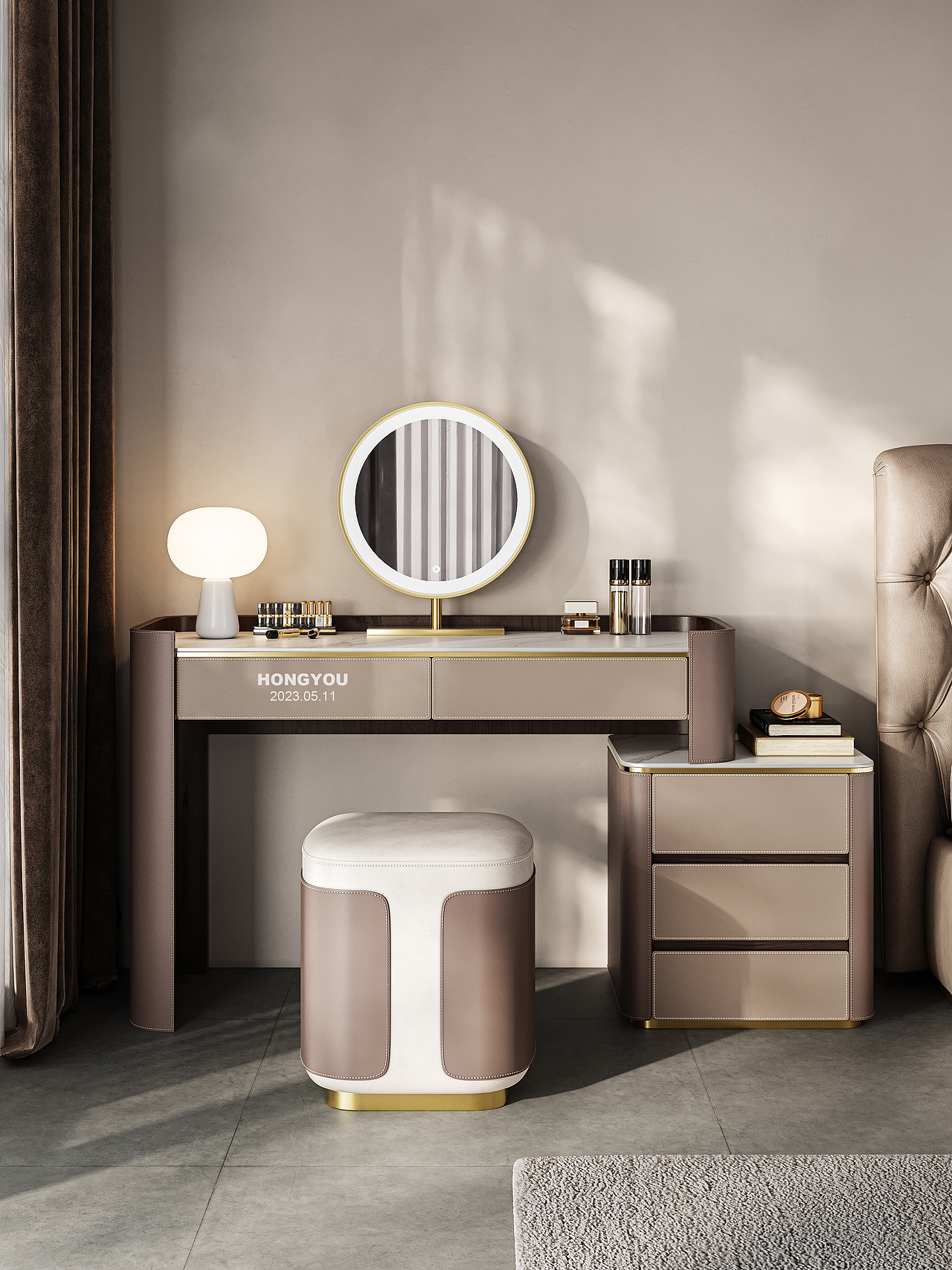 日常搬砖系列丨马鞍皮·雪山石岩板梳妆台