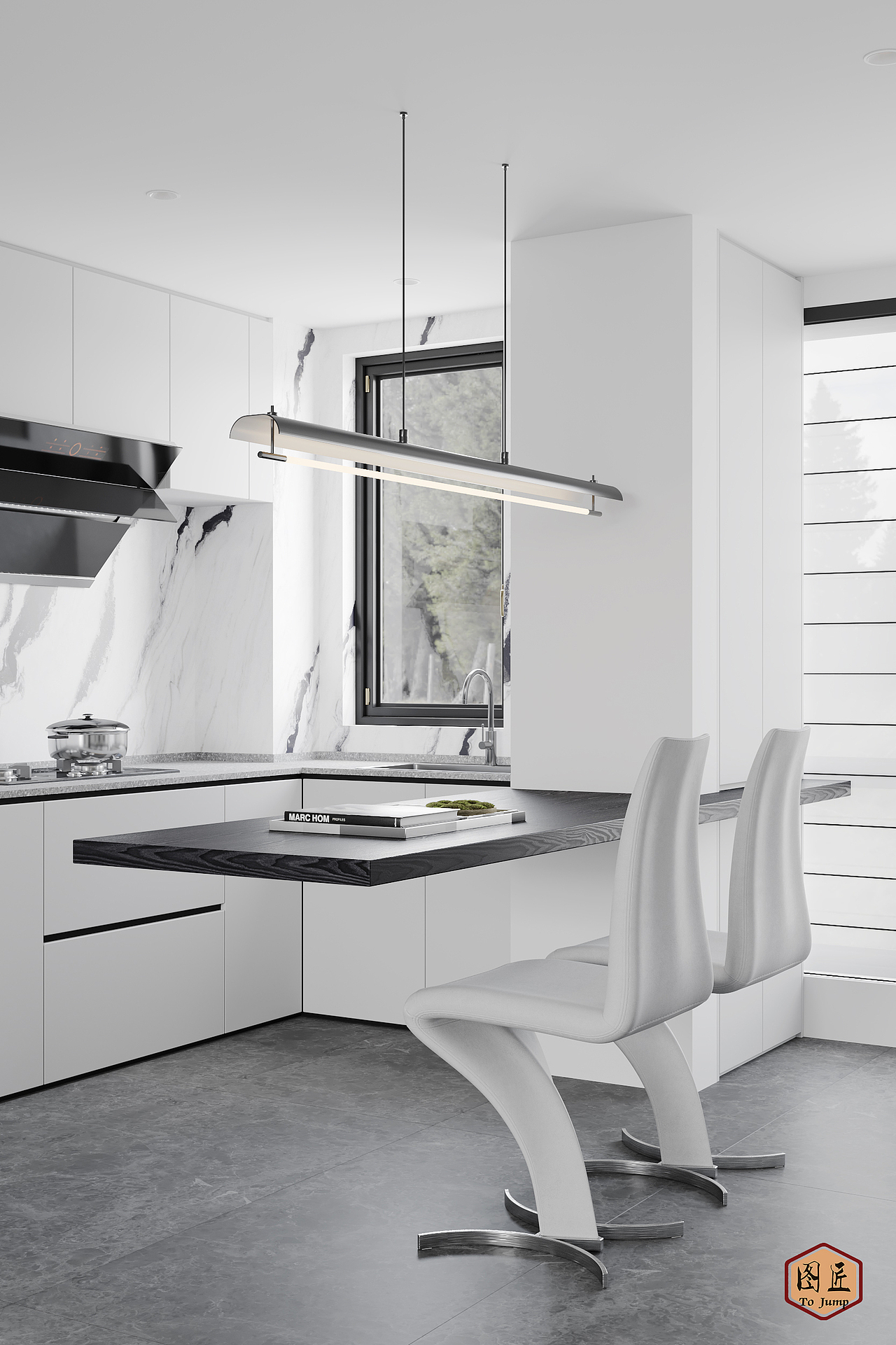 现代极简 黑白灰 客餐厅 写实渲染（图ZMzMwMzcxNTI4） - 家装设计 - 站酷设计师图匠美学表现原创素材 - 站酷ZCOOL