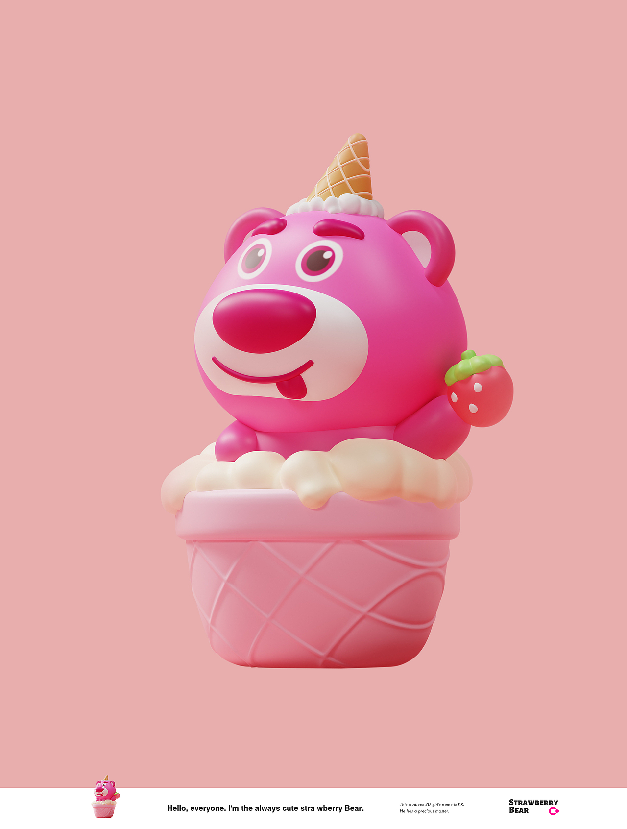 Strawberry Bear-建模-渲染-IP衍生品设计接单中ING