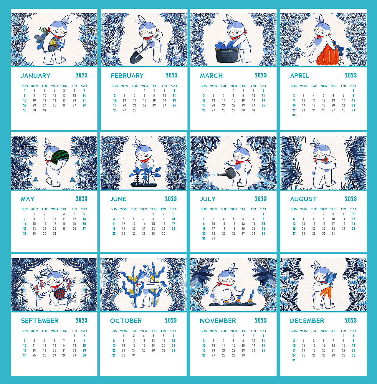 扑哧兔兔 | 节气&花纹&邮票&青花瓷（图ZMzAwODE0Njcy） - IP形象 - 站酷设计师aaaamieya原创素材 - 站酷ZCOOL