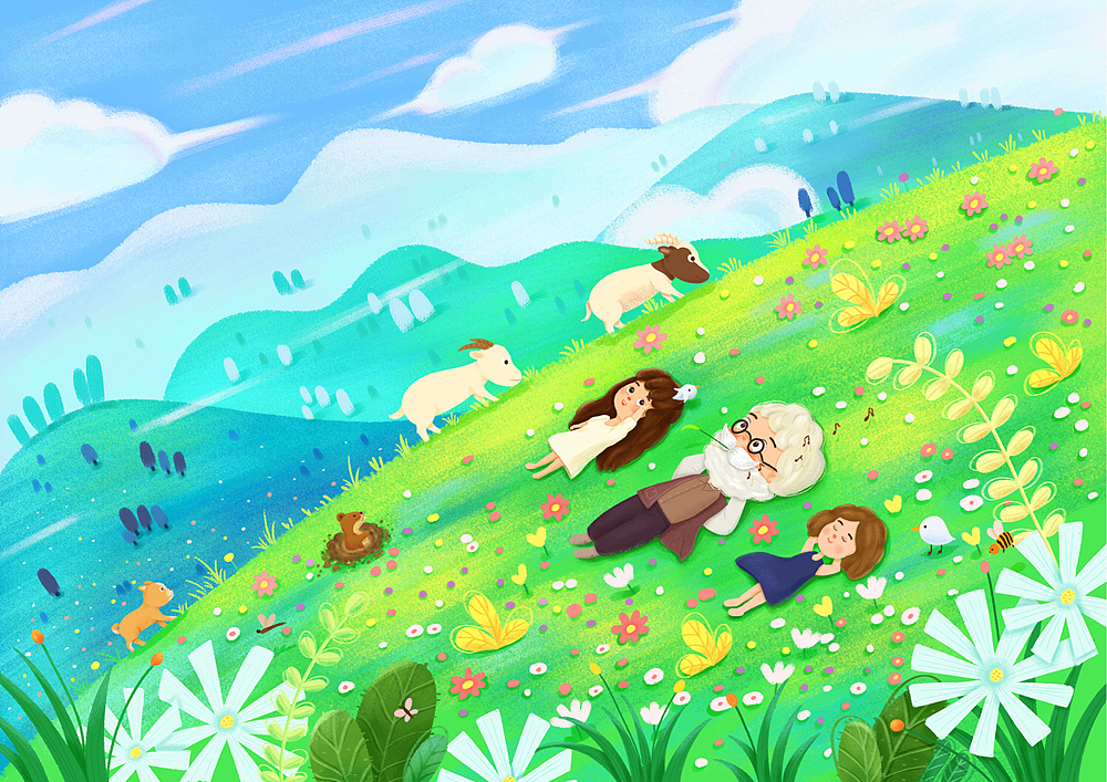 《春游》——肌理风质感插画（图ZMzM2NTY1OTc2） - 艺术插画 - 站酷设计师水月白原创素材 - 站酷ZCOOL