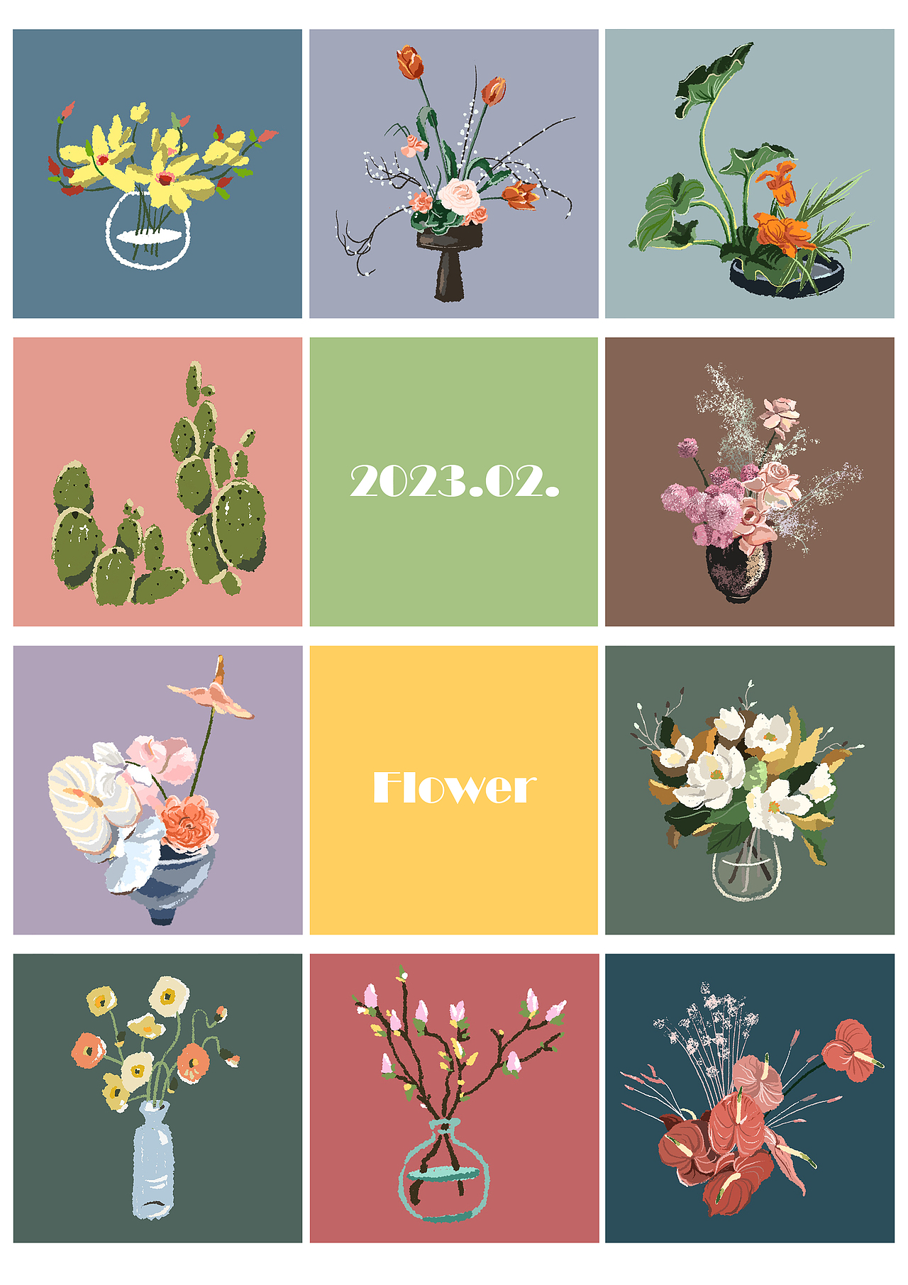 二月_插花（图ZMzMzODE2MDUy） - 创作习作 - 站酷设计师_双_喜_原创素材 - 站酷ZCOOL