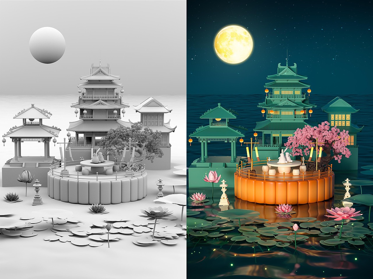 中秋（图ZMzE1MDQ4MzEy） - 其他三维 - 站酷设计师伊人JUDY原创素材 - 站酷ZCOOL