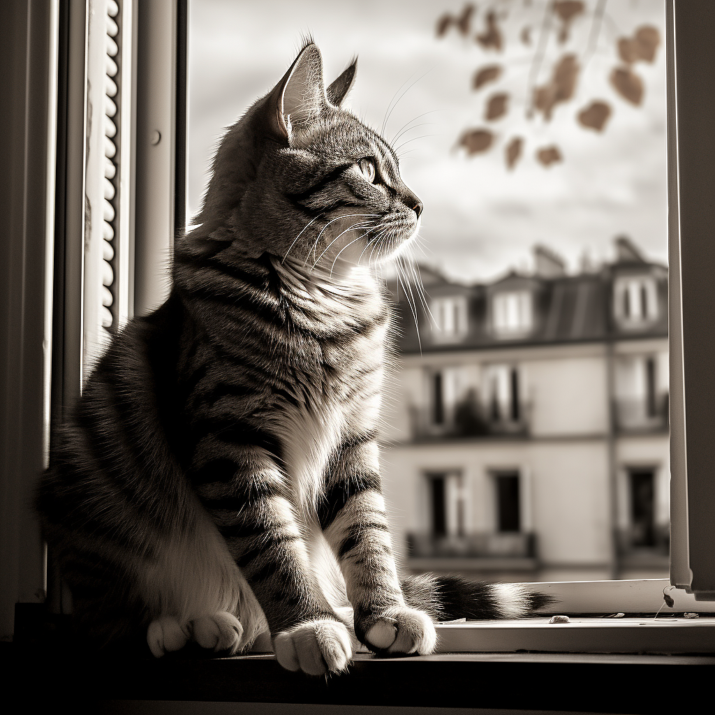 黑白色调下窗前的猫（图ZMzU3OTI3OTk2） - 商业插画 - 站酷设计师荷逸原创素材 - 站酷ZCOOL