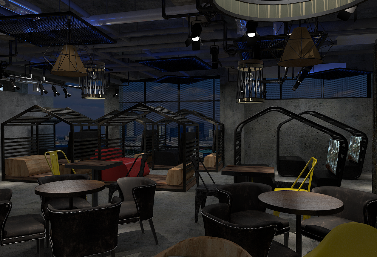 蒸汽朋克工业风网咖 室内设计