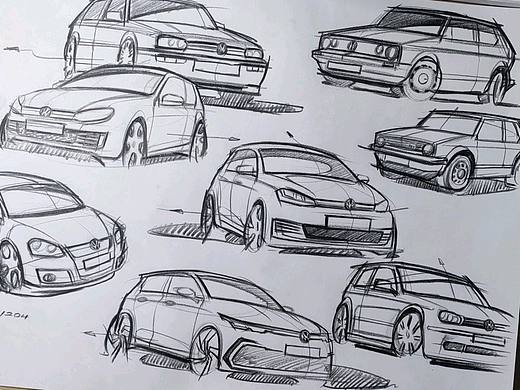 高尔夫GTI 全家福手绘