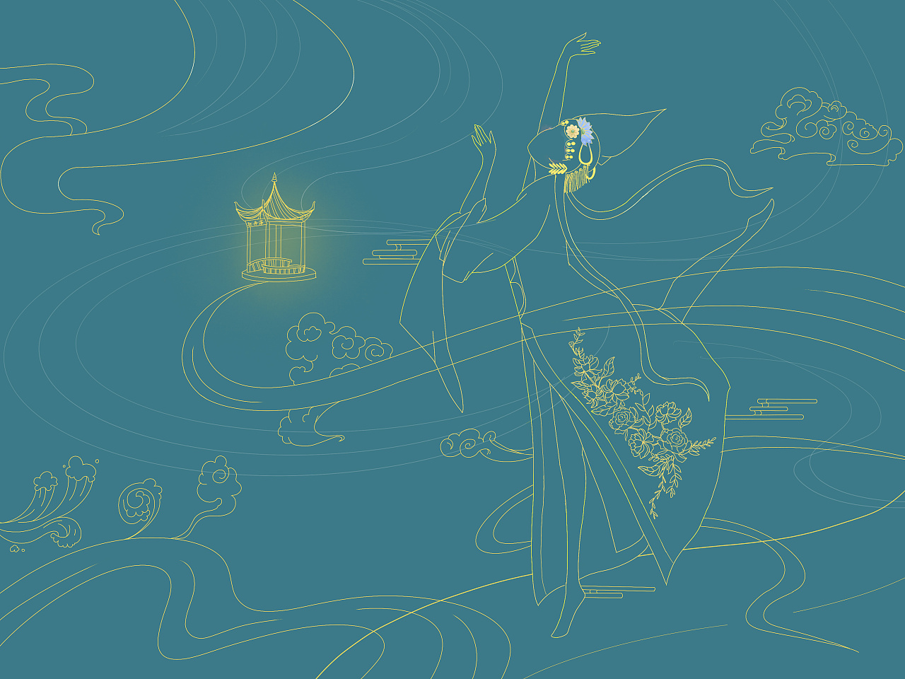 古风国潮插画游园惊梦牡丹亭--NIU_P