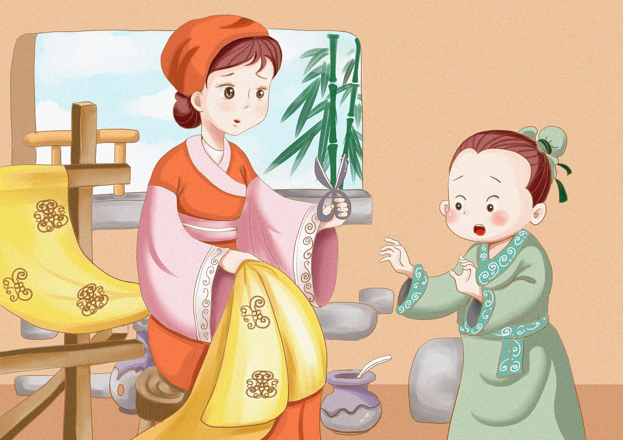 孟母三迁儿童插画