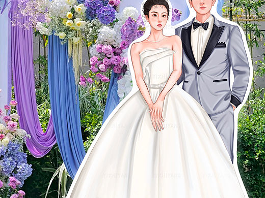 婚礼插画｜手绘婚纱照