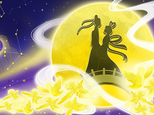 七夕banner牛郎织女鹊桥相会