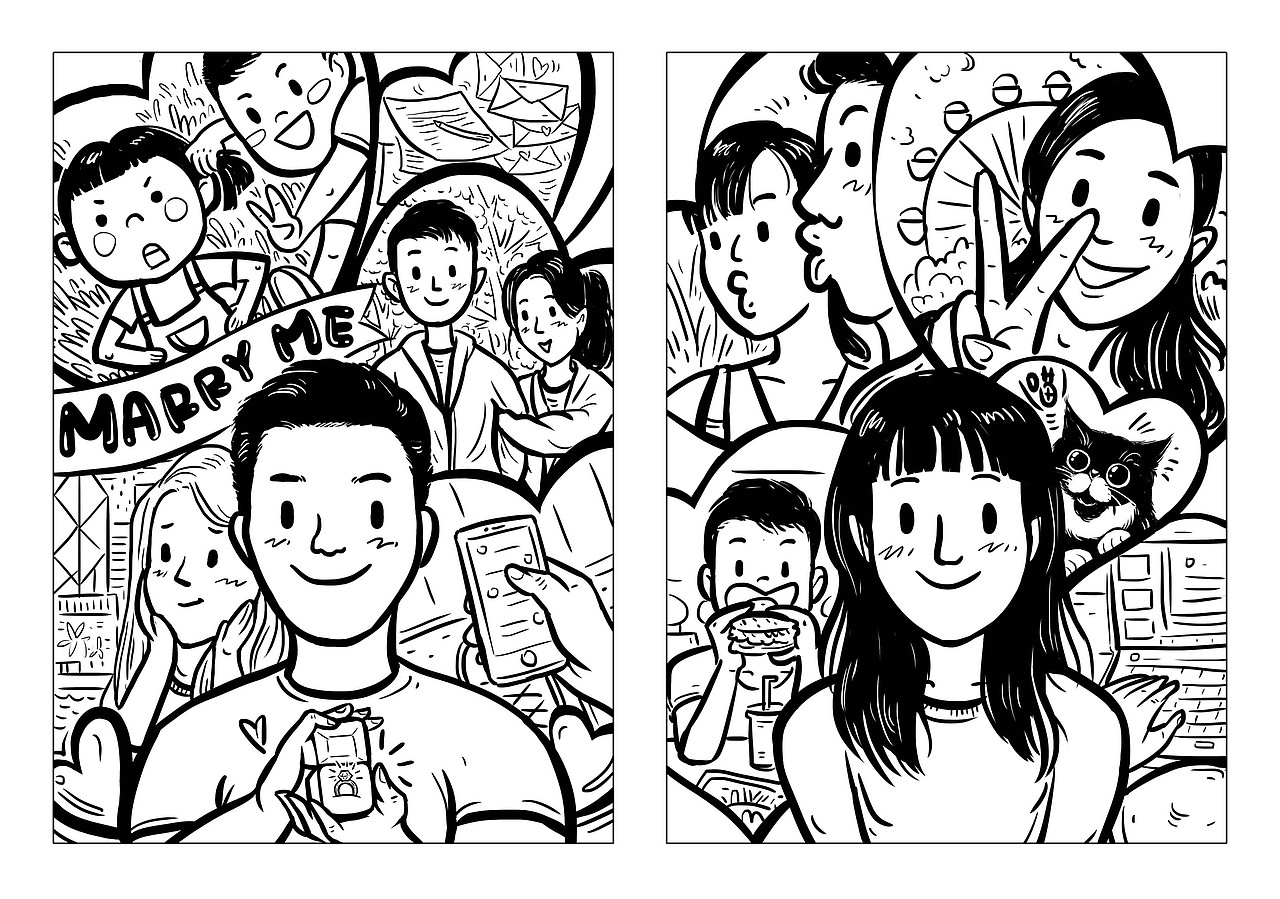 【求婚助力图】——故事脚本 手绘插画 by amy.