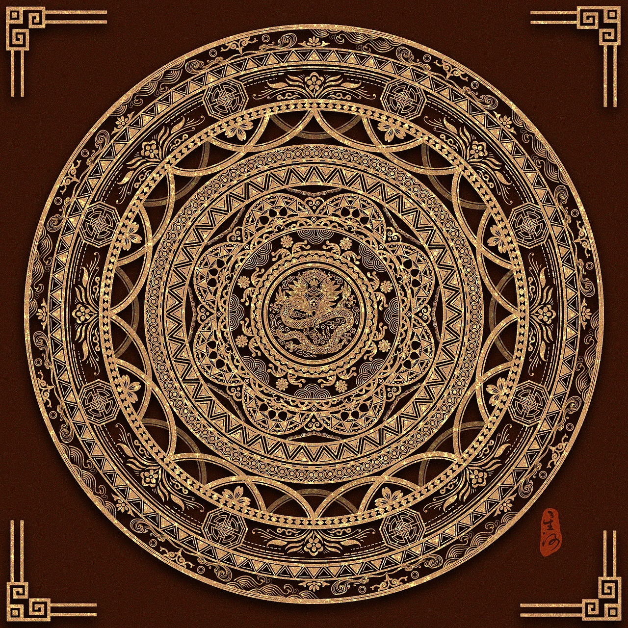 个人原创圆形中国传统纹样
