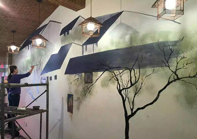 阳江麻辣香锅店手绘画