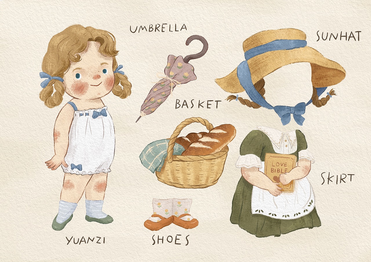 复古娃娃换装贴纸