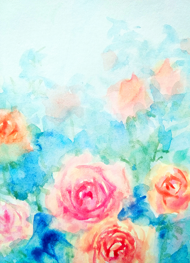 朗晴在画画玫瑰月季水彩小集