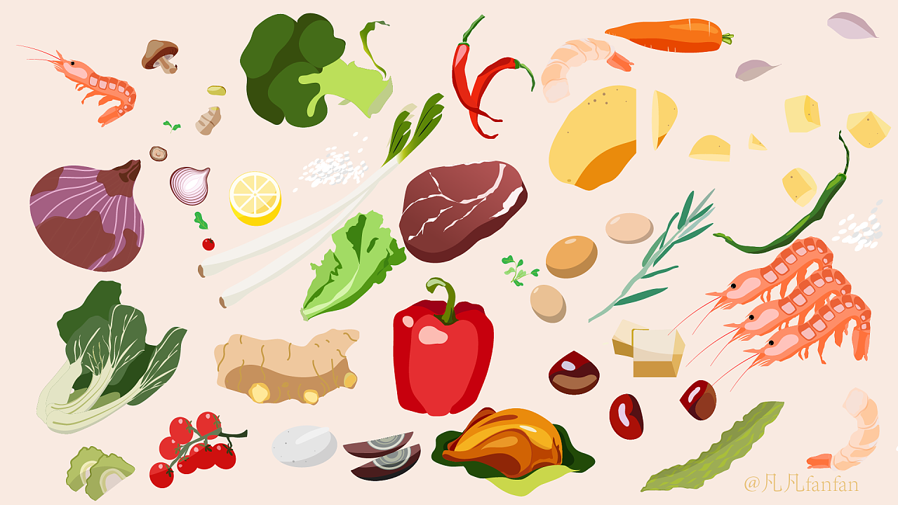 矢量插画美食作品集