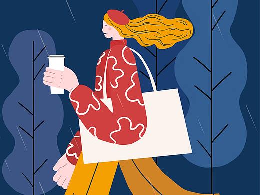 都市时尚女孩插画