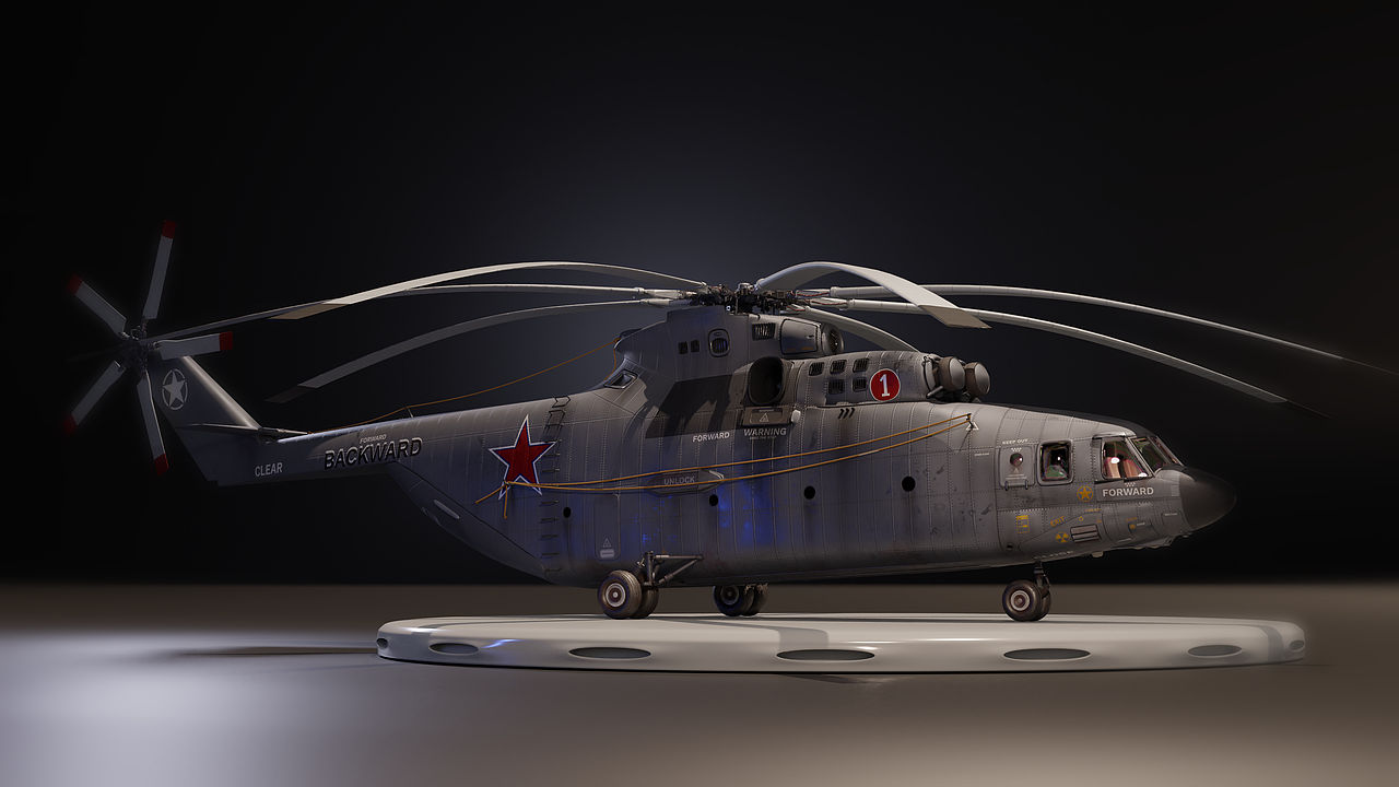 "MI-26直升机" 3D高细节模型 附带插画和制做过程