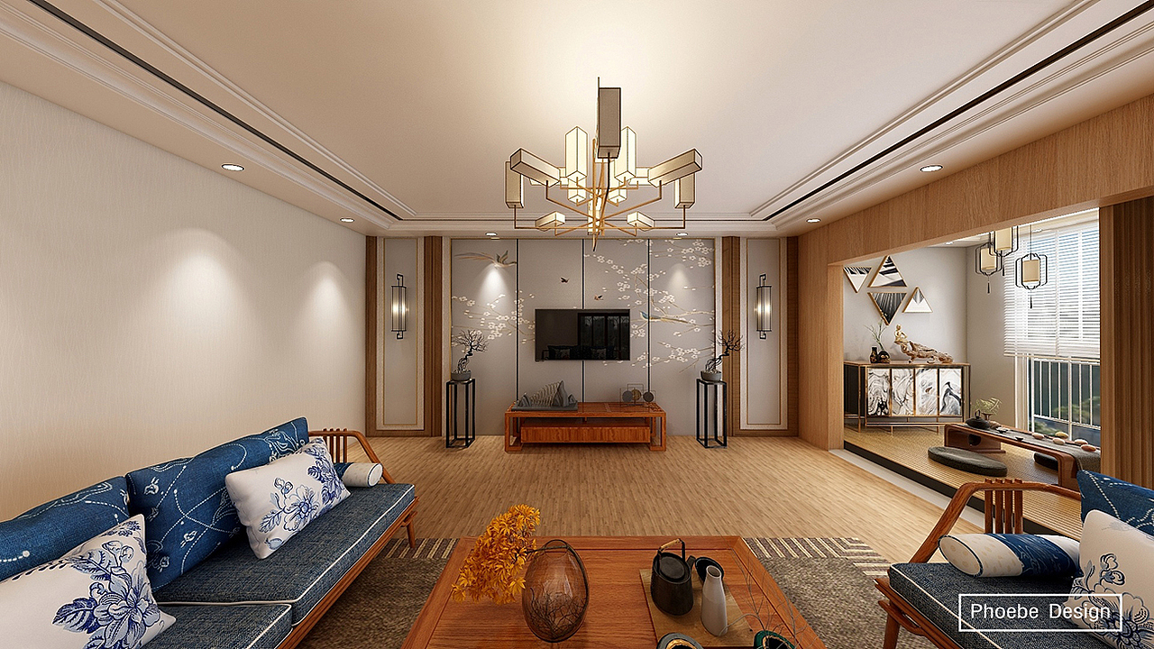 新中式客厅（图ZMTM5MjgwNjI0） - 家装设计 - 站酷设计师PhoebeDesign原创素材 - 站酷ZCOOL
