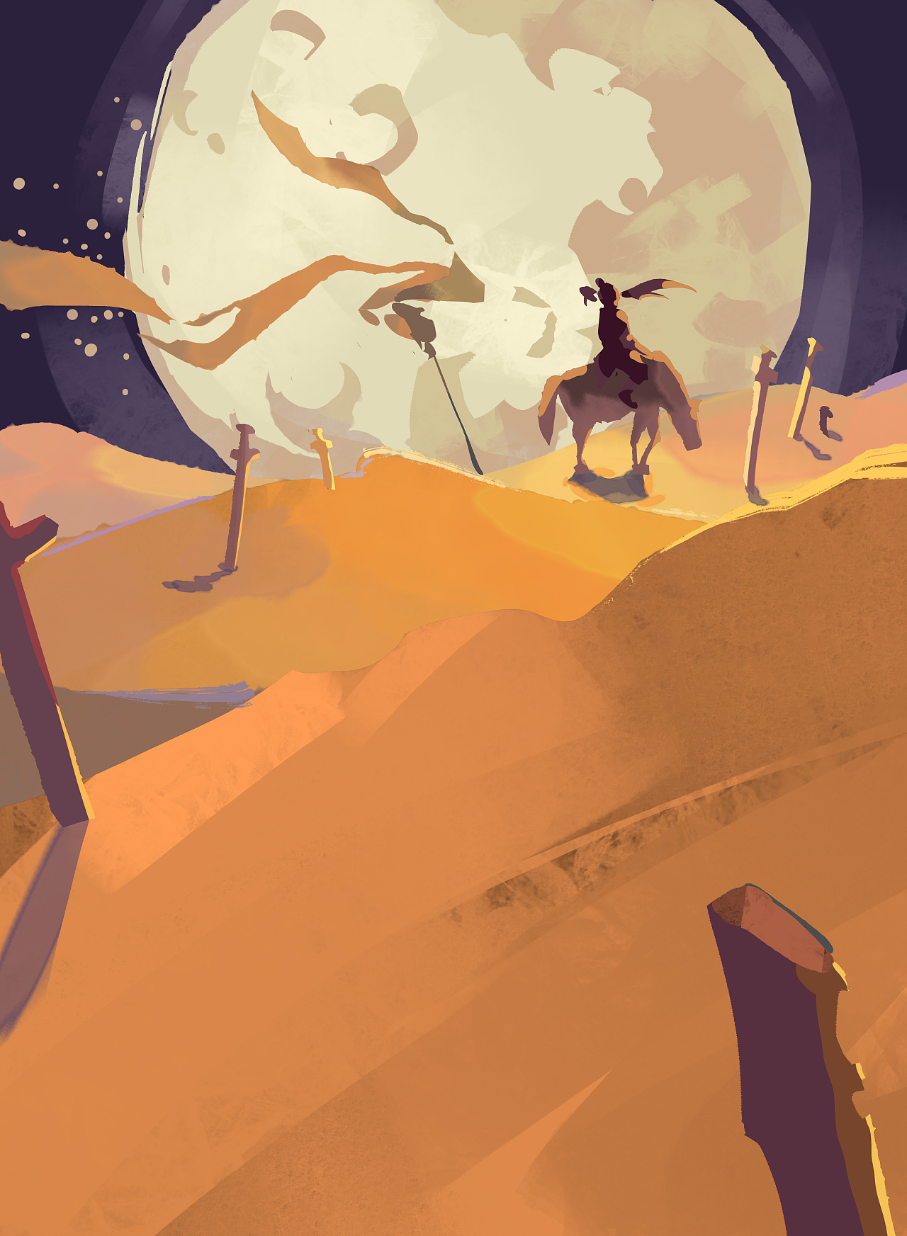 沙丘与月光|插画|绘本|布老虎数影子 - 原创作品 - 站酷 (zcool)