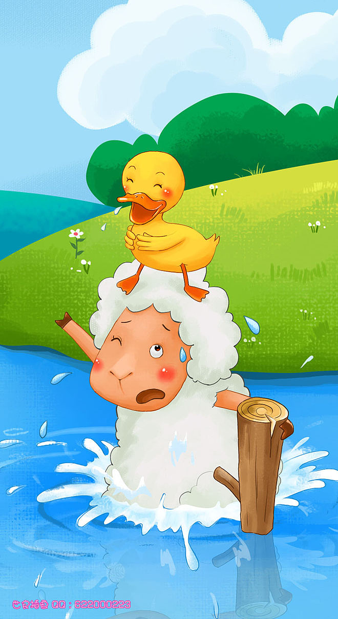 幼儿电子教育插图《欢欢学游泳》部分 