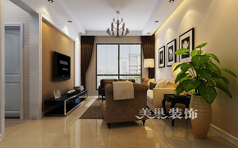 凯璟清华园89平两室两厅现代简约装修效果图——客厅