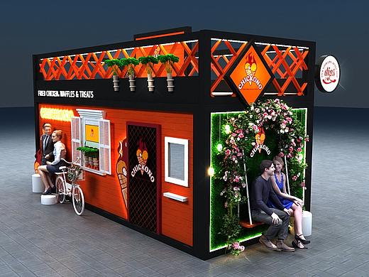 展台展会美陈路演展览3D效果图活动布置装饰快闪店展厅