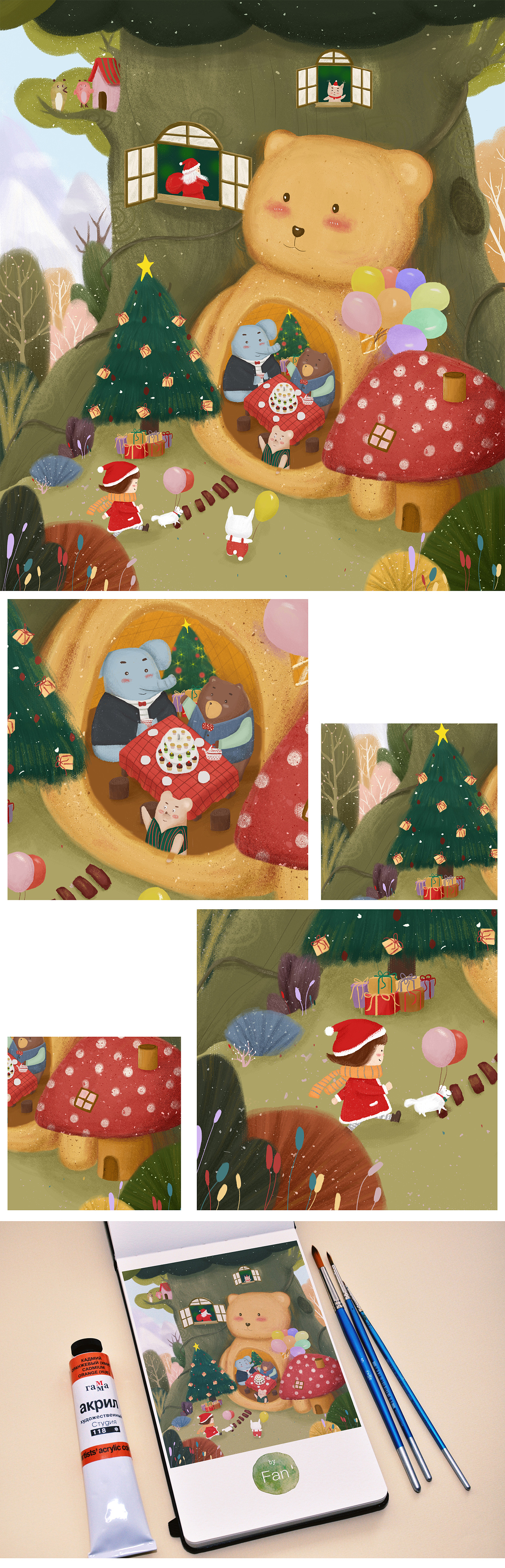 圣诞节插画练习（图ZMTYxMTUyNzY0） - 儿童插画 - 站酷设计师斓梵原创素材 - 站酷ZCOOL