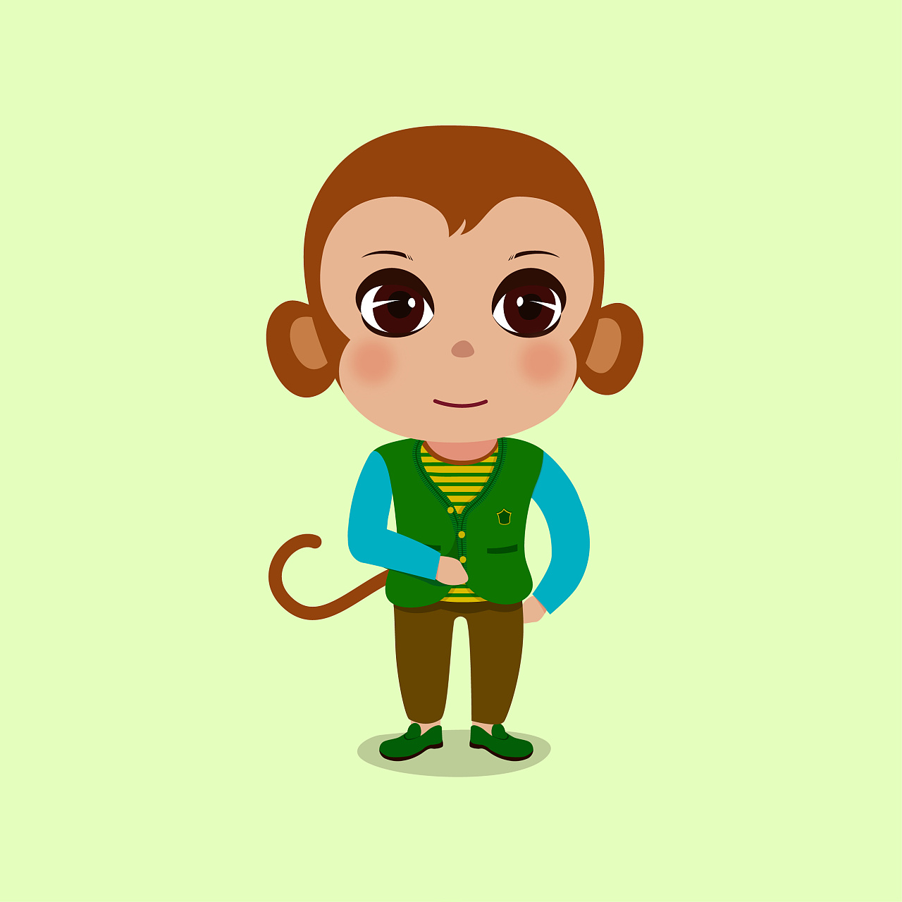 可爱卡通猴子吃香蕉立体矢量图片素材免费下载_觅知网