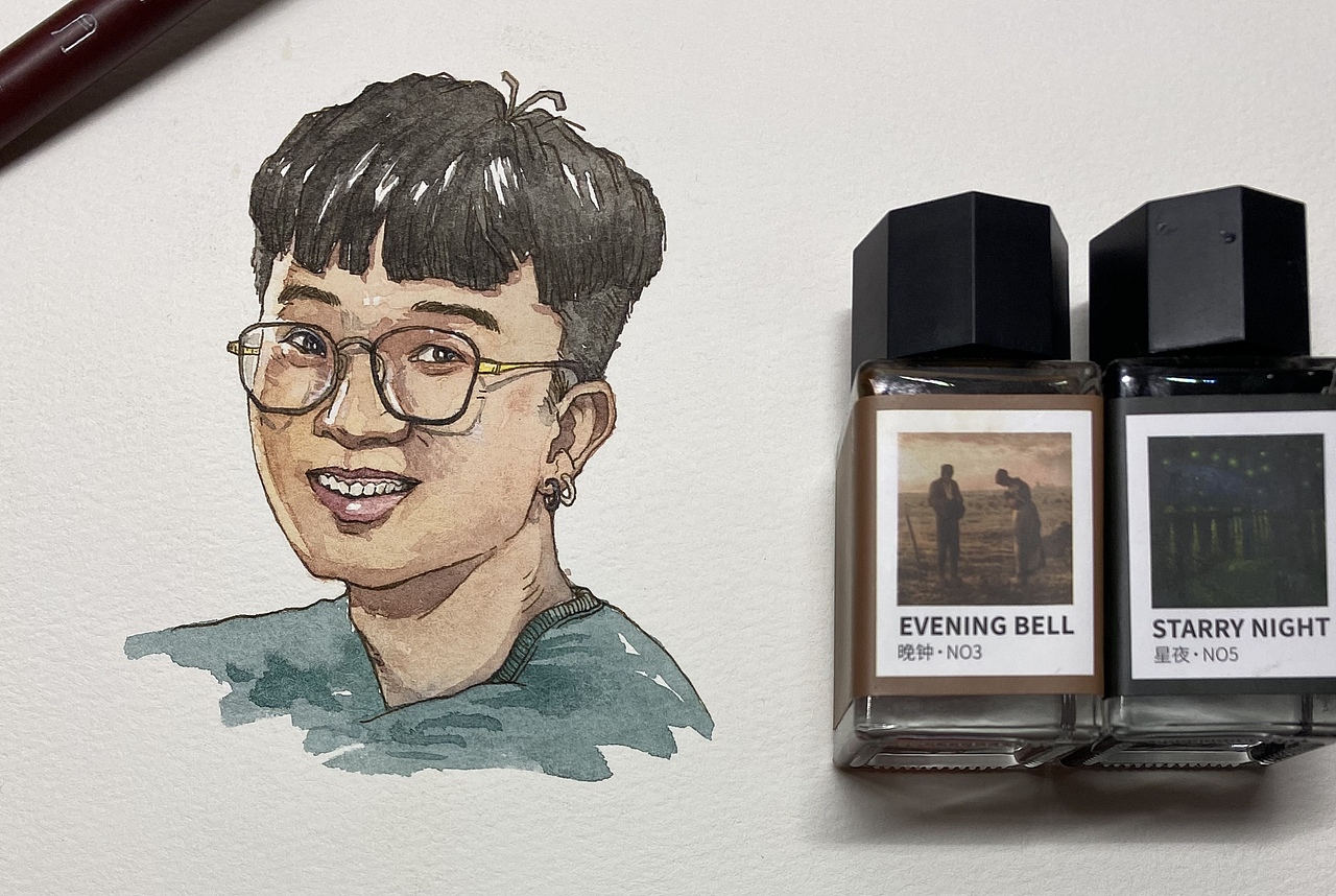 不記名水彩肖像作品