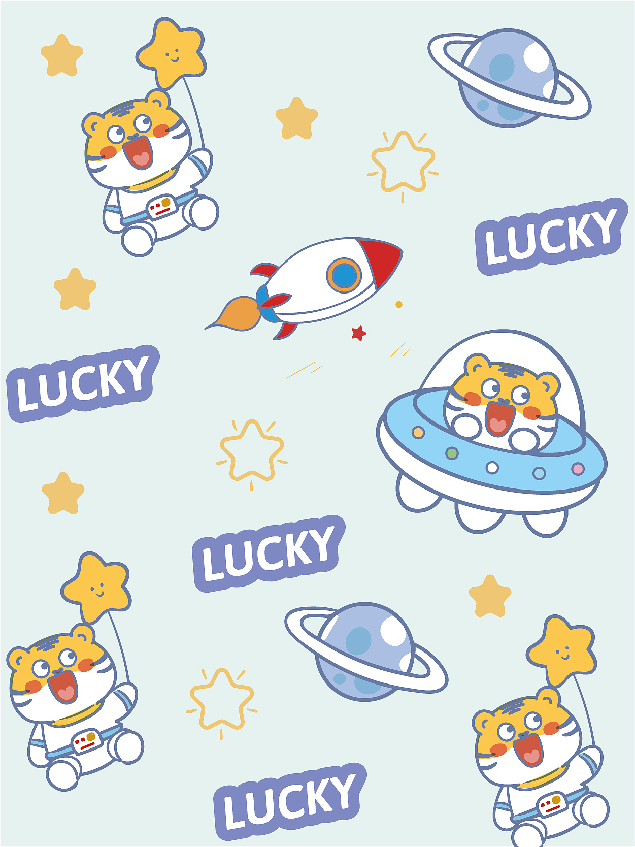 小老虎卡通插画表情包印花包装插画