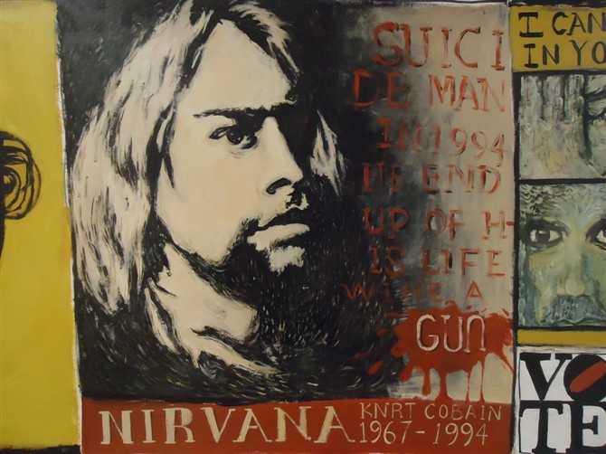 摇滚nirbana乐队主唱墙绘0202