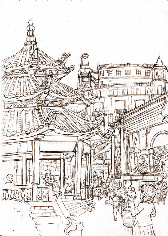 民国时期的汕头老市区——曾经繁华的小公园（图ZNzkxOTY2NA==） - 绘本 - 站酷设计师KinYip原创素材 - 站酷ZCOOL