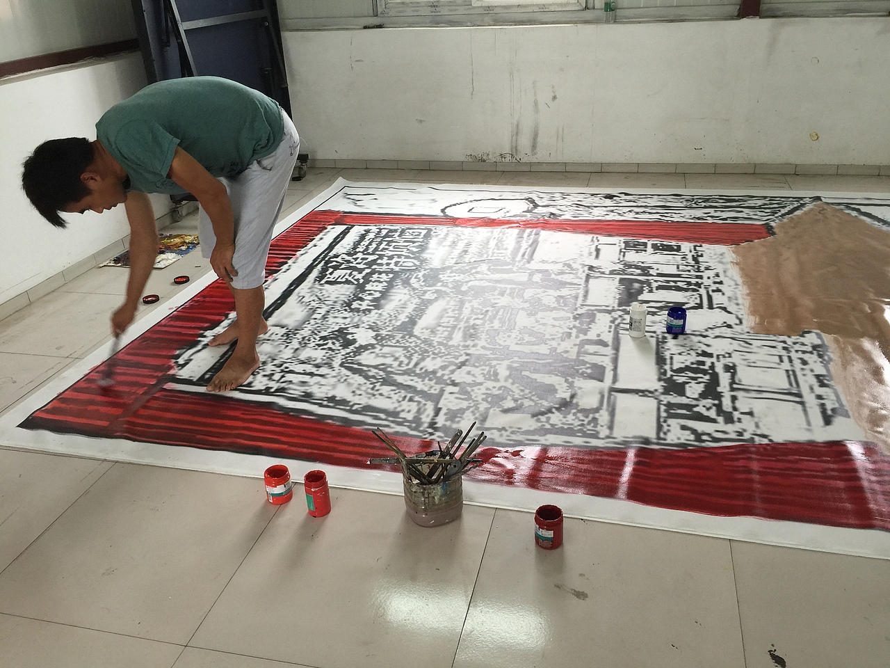 上海影视宣传阵地《夏洛特烦恼》墙地3D立体画彩绘