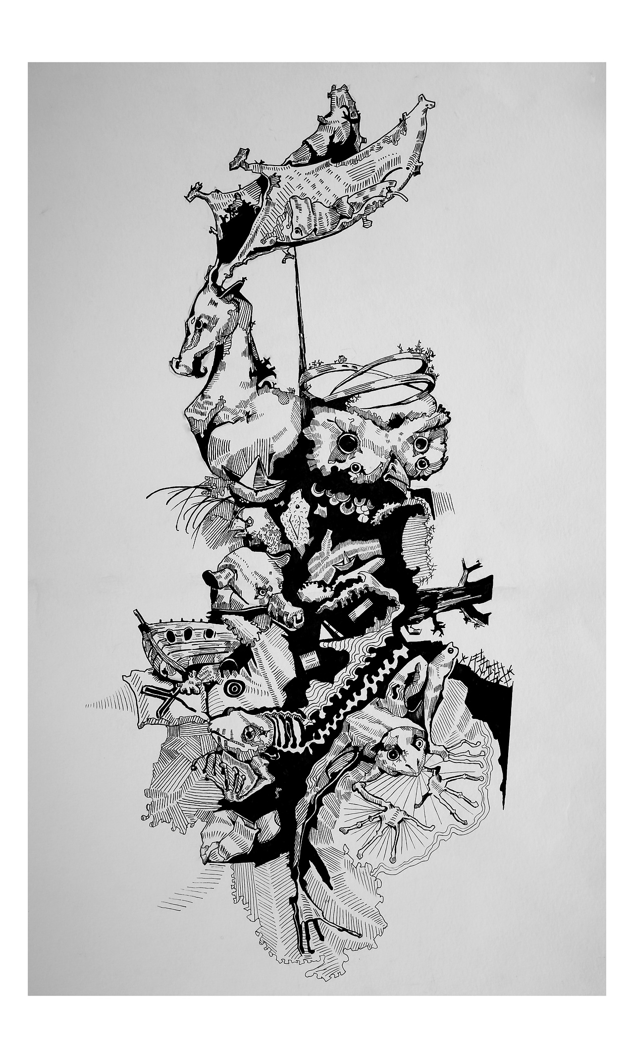 由小米往期壁纸中寻找素材并抽象成手绘黑白