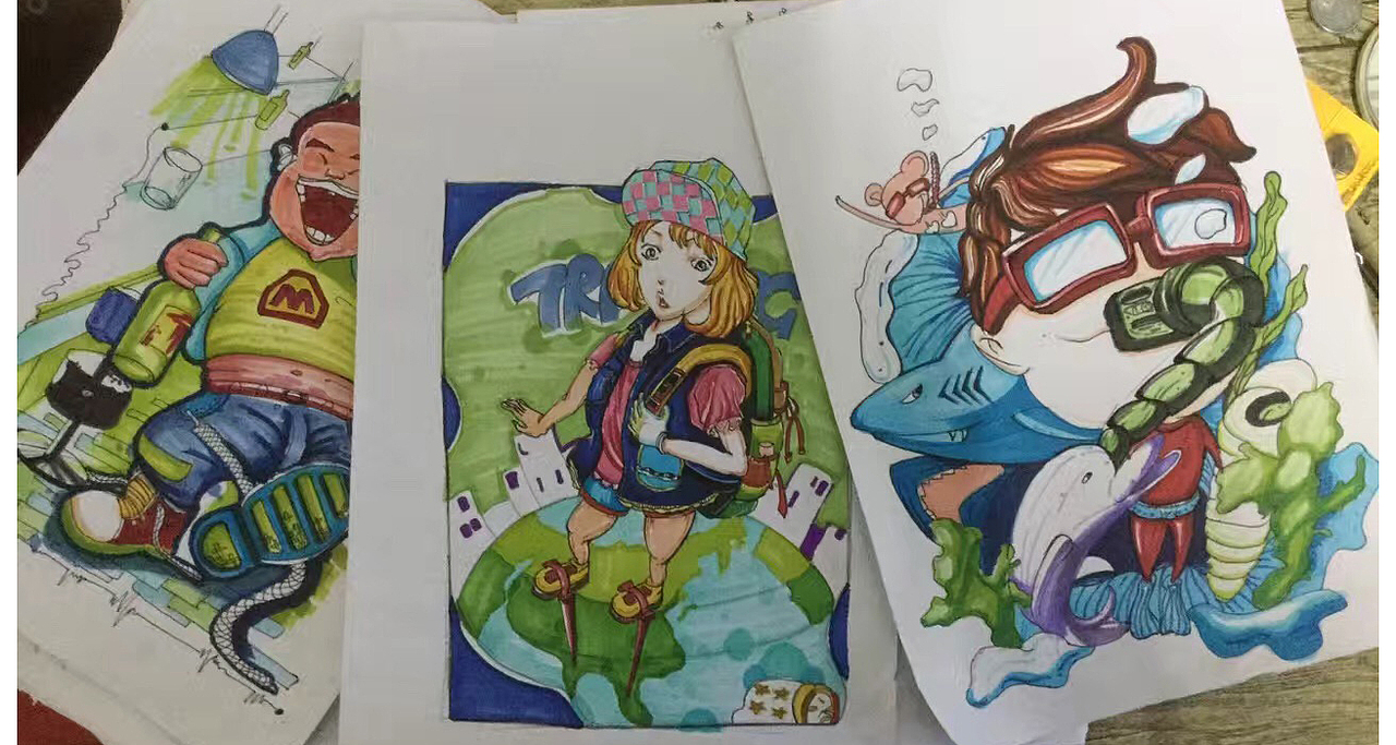 插画装饰画马克笔手绘