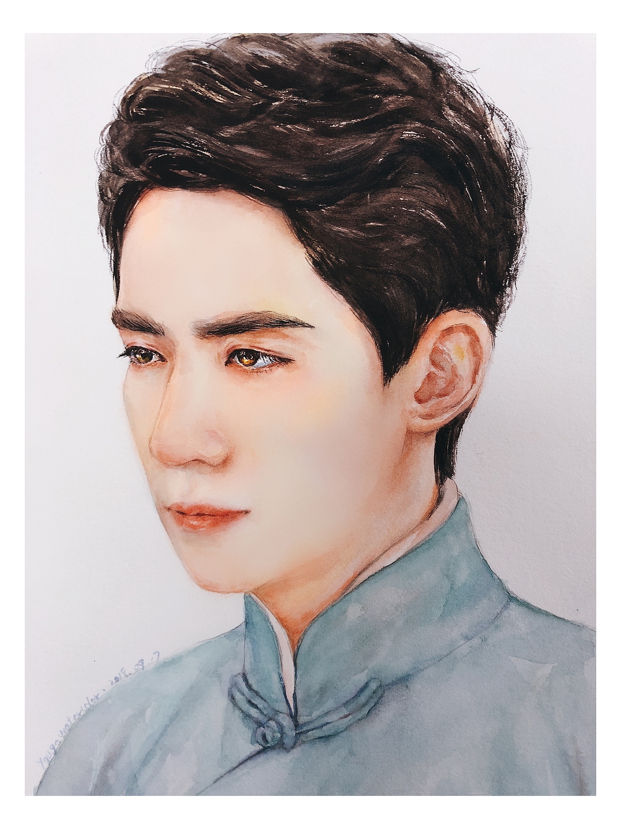 绘画-水彩手绘-朱一龙（图ZMTQyNTQzMTY0） - 绘画 - 站酷设计师覃久原创素材 - 站酷ZCOOL