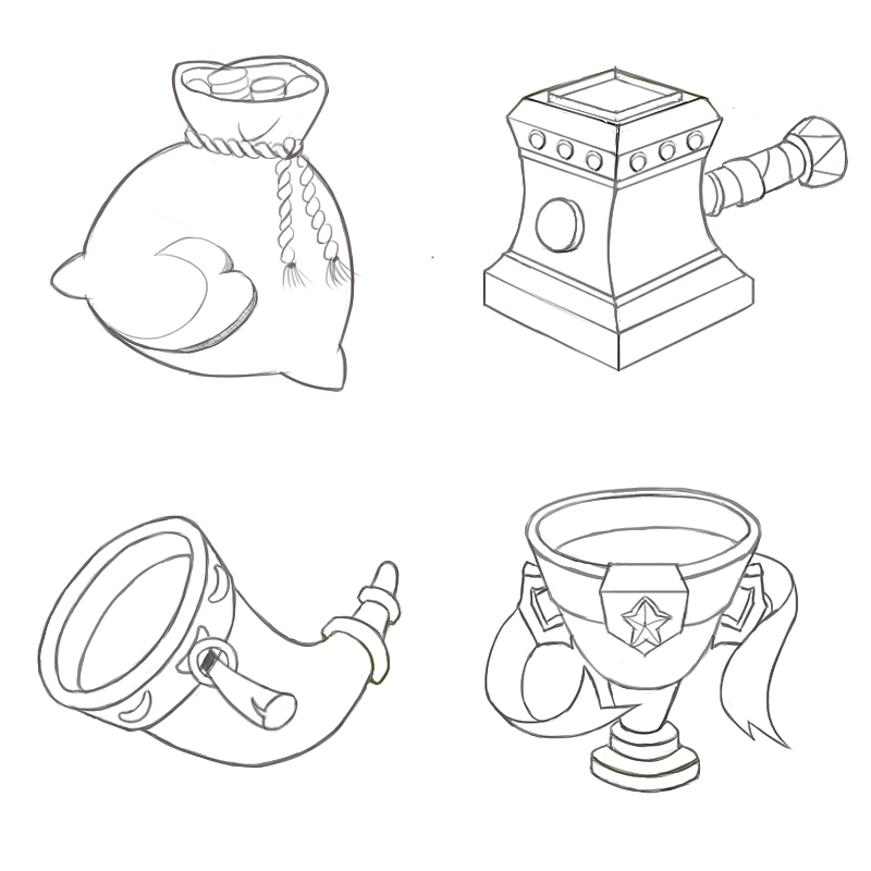 一些游戏道具线稿的练习