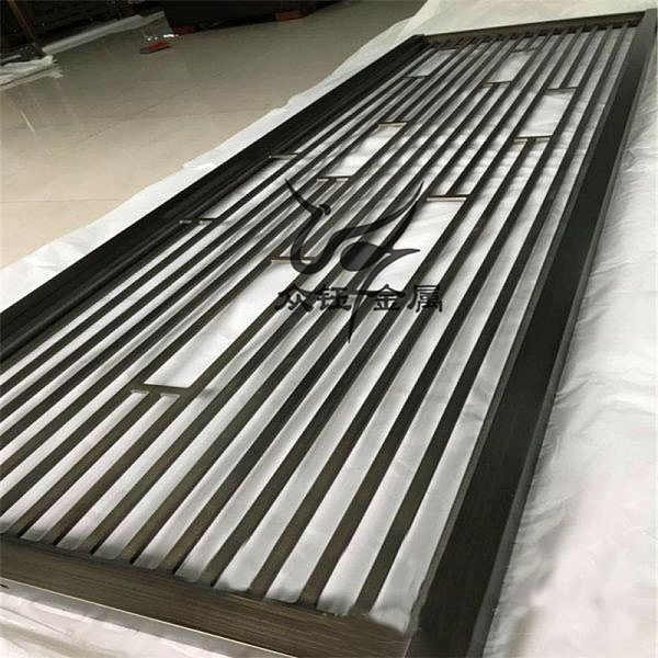 酒店会所黑钛不锈钢屏风 201点焊仿古铜金属镂空花格