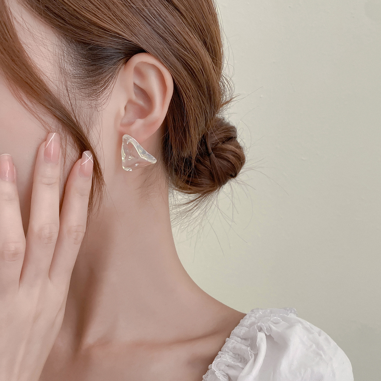 耳钉模特图韩版小清新小众风