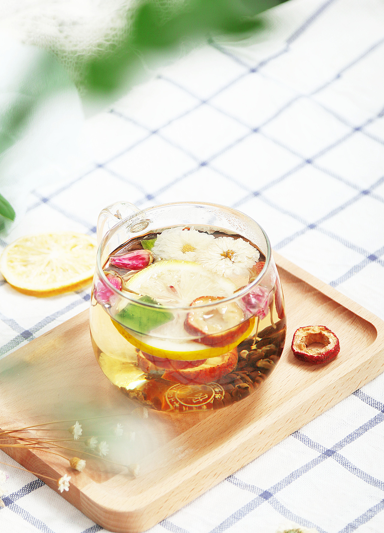 好怡茶饮柠檬荷叶茶冲泡产品细节照片菊花山楂玫瑰花